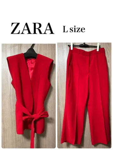 ZARA 베스트&팬츠 셋업 빨간색 크리스마스 파티 L 사이즈