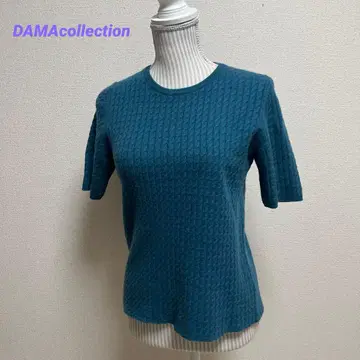 더마 컬렉션 반팔 니트 캐시미어 100% 케이블 짜임 빅 사이즈