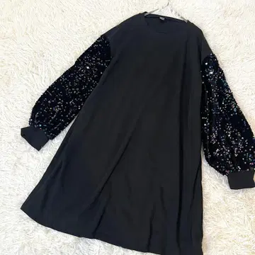 쉬인 반짝이 소매 원피스 벌룬 슬리브 블랙 드레스 플레어
