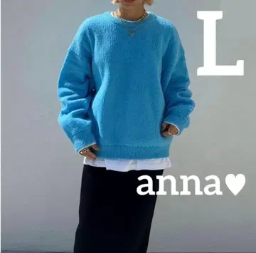 시마무라 anna 컬러 빅 니트 풀오버 L 블루