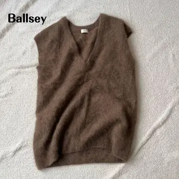 BALLSEY 플러피얀 V넥 베스트 복슬복슬 니트 카멜