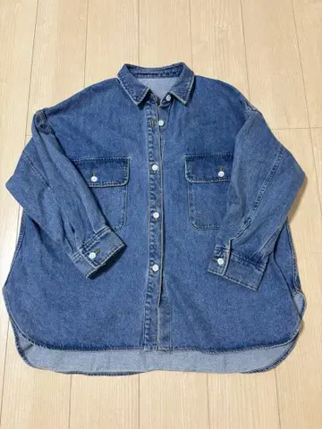 BABYLONE 데님 빅 셔츠