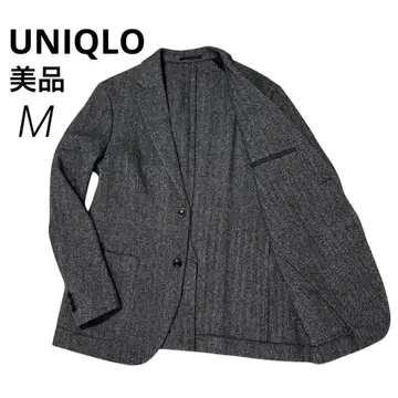 유니클로 헤링본 테일러드 자켓 그레이 M 새상품급 스테디셀러 인기