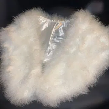 미사용 성인식용 화이트 퍼 기모노 숄