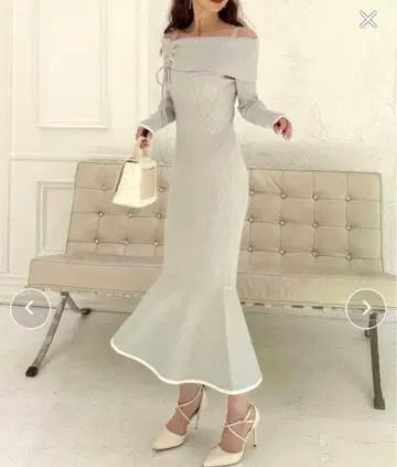 드로스트 개더 키라키라 니트 머메이드 원피스