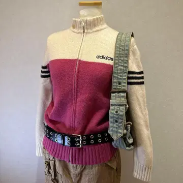 adidas archive line 니트 블루종 Y2K