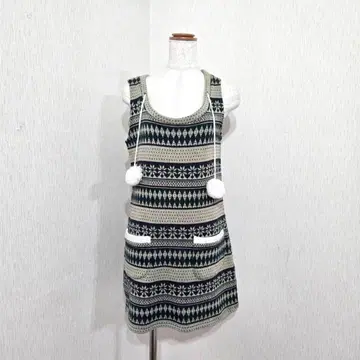 FIRST REVUE 노르딕 무늬 니트 오버롤 스커트 M