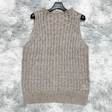 메종 드 베이지 38 니트 스웨터 올 패턴 그레이 출퇴근 린넨