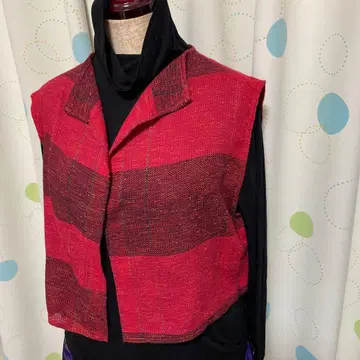 수제 울 프론트 오픈 숏 프론트 오픈 베스트 사오리 직조 사오리 직조