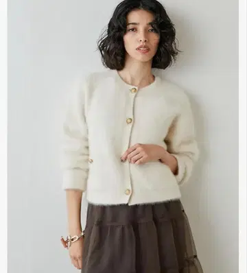 [ 새상품급 ] 윔 가젯 니트 자켓 퍼 캐시미어 혼방 스카이블루