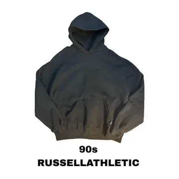 90s RUSSELL ATHLETIC 크롭 후드티 블랙 인기