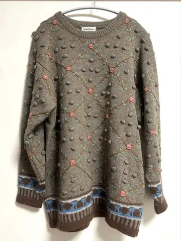 Tempo Primo 브라운 니트 스웨터 긴팔 어스 컬러 내추럴