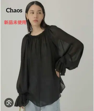 [미사용 새상품] 카오스 멜로리 조젯 블라우스 블랙