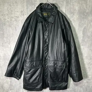 소가죽 레더 카 코트 충전솜 퀼팅 블랙 천연 가죽 빈티지