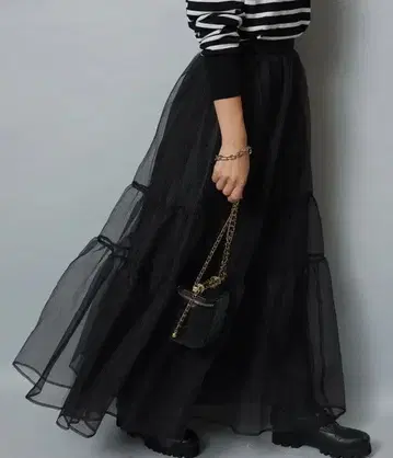 아르페쥬 스토리 오간자 캉캉 스커트 블랙 S