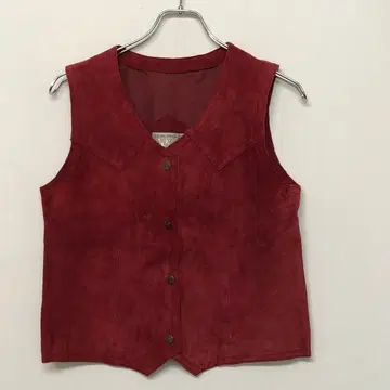 레트로 올드 빈티지 레이코 구제 의류 엠블럼 버튼 스웨이드 베스트