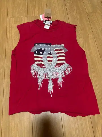 DRYCLEANONLY 미국 국기 슬리브리스 T셔츠