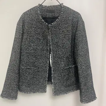 노카라 트위드 자켓 블랙과 화이트
