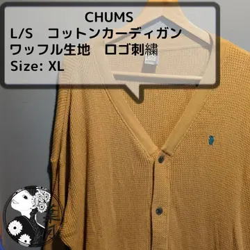 CHUMS 부비버드 자수 와플 가디건 XL 머스타드