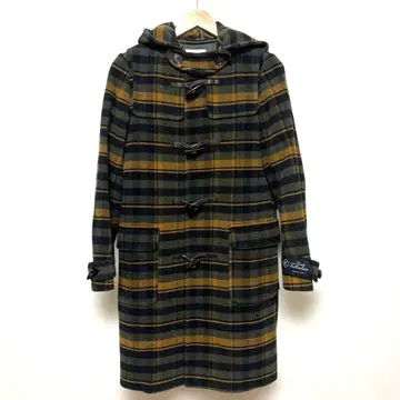 BEAUTY&YOUTH 체크 무늬 더플 코트 후드 부착