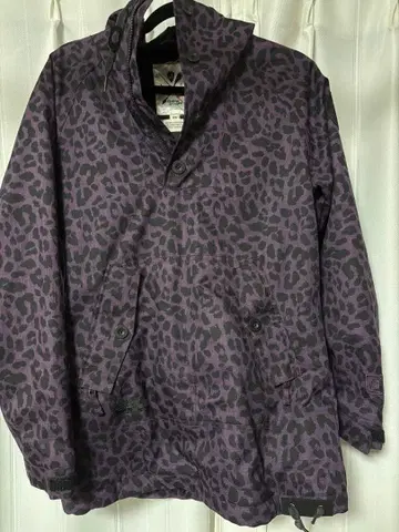 보라색 레오파드 무늬 캐주얼 스노우 자켓