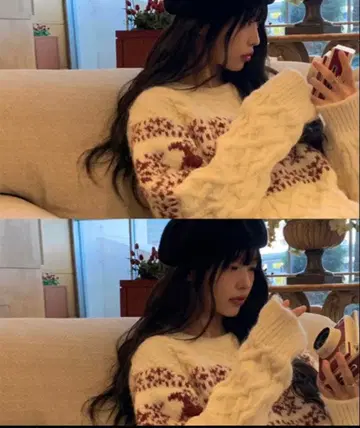 anyonemore 노르딕 무늬 스웨터