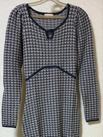 리젝시 바이컬러 트위드 니트 원피스