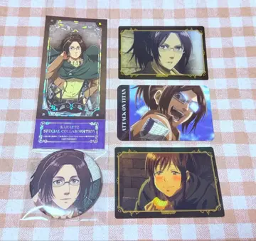 진격의 거인 카라테츠 한지 사샤 캔뱃지 특전 티켓풍 카드