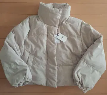 베이지 코듀로이 퀼팅 자켓 후드 부착