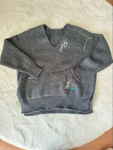 eimee law 로고 자수 니트 그레이 긴팔 니트 스웨터 프리 사이즈