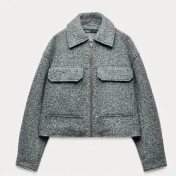 [ ZARA ] 부클레 숏 자켓 크롭 자켓 블루종 S 사이즈