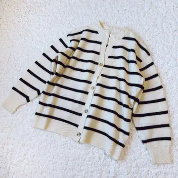 [ 새상품급 ] SHIPS any 보더 캐시미어 혼방 니트 가디건