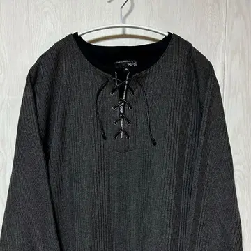 y2k 헤이세이 시크 스타일 그런지 레이스업 롱 T셔츠 그레이 LL