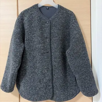 [ 새상품급 ] 유니클로 보아 플리스 릴랙스 가디건 XL 다크 그레이