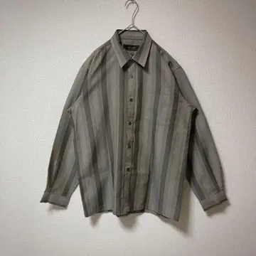 셔츠 스트라이프 긴팔 올 패턴 다크 컬러 그린 빈티지 구제 의류