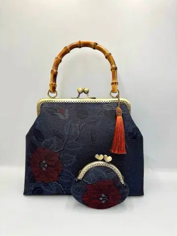 [핸드메이드] 오시마 명주 기모노 리메이크 핸드 백 2점 세트 #510