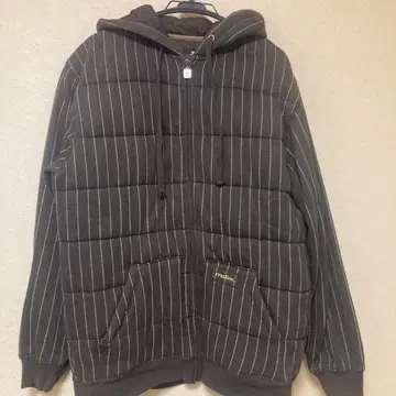 후드 부착 퀼팅 자켓 다크 브라운