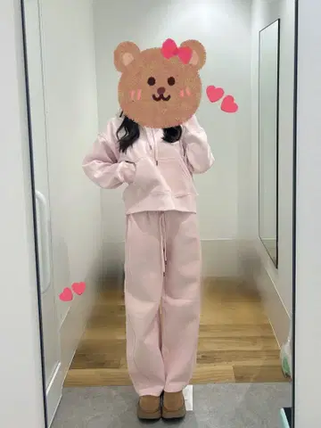 [ 미사용 새상품 ] GU 헤비 웨이트 맨투맨 숏 후드티 핑크