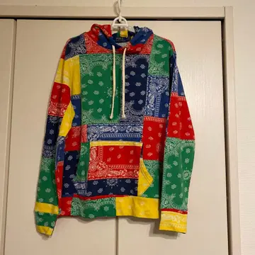 새상품 폴로 랄프로렌 패치워크 패턴 컬러풀 후드티