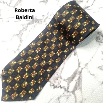 로베르타 발디니 체크 꽃무늬 넥타이 SILK100%