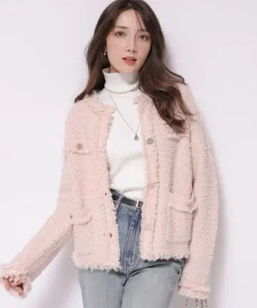 Apuweiser-riche 프린지 트위드 니트 자켓