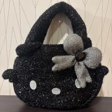 헬로키티 엔젤 컬렉션 라메 믹스 니트 미니 백 블랙