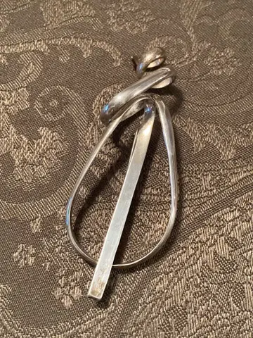 실버 925 유선형 디자인 브로치