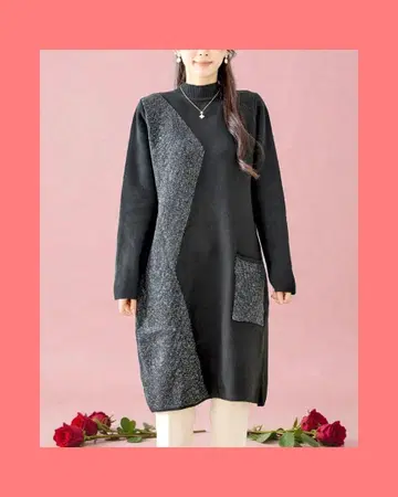 이소재 컷 라인 디자인 니트 원피스 ML