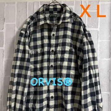 구제 의류 ORVIS 체크 무늬 플란넬 셔츠 긴팔 XL