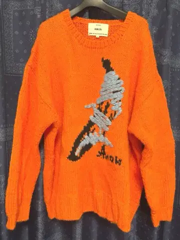 amok 22aw 니트 로우 게이지 오렌지 스웨터 바나나