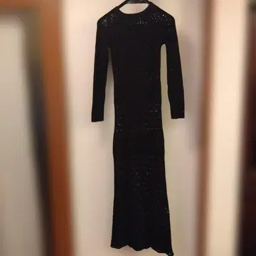 AMERI 아메리 블랙 레이스 편직 롱 원피스 Amerivintage