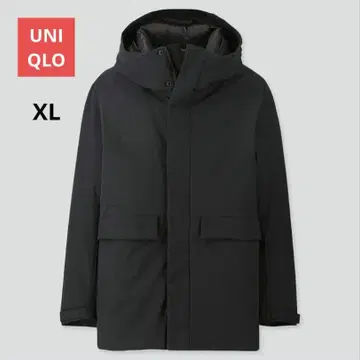 유니클로 남성용 하이브리드 다운 후드티 XL 블랙 다운 자켓
