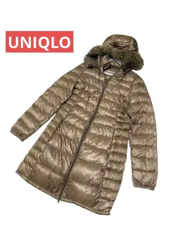 유니클로 여성용 프리미엄 울트라 라이트 다운 코트 후드 퍼 탈부착 가능