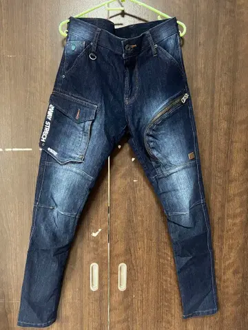 스트레치 데님 카고 팬츠 다크 블루